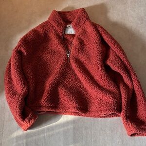 Hollister Red Fleece Turtleneck Sweater